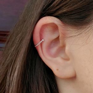 Ear Cuff Silver Twisted No Piercing Earring Hoop